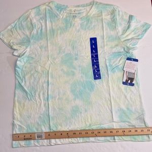 Tie Dye T-shirt Crew Neck Short Sleeve Large Green Yellow